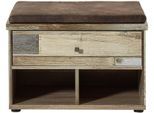 Schuhbank INNOSTYLE "BONANZA", driftwood nachbildung, B:67cm H:47cm T:40cm, Holzwerkstoff, Sitzbänke, Schuhbank, 2 Fächer, 1 breite Schublade, abnehmbares Sitzkissen