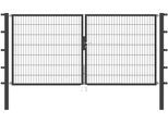 Zaundoppeltür ALBERTS "Flexo", grau (anthrazit), B:300cm H:140cm, Stahl, Tore, Zaundoppeltür, 300 cm Breite (150cm + 150cm), in versch. Höhen
