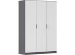 Kleiderschrank RAUCH "Drehtürenschrank Schrank Garderobe Ankleide Schlafzimmer LAGOA", graumetallic, alpinweiß, B:136cm H:197cm T:54cm, Holzwerkstoff, Schränke, Kleiderschrank, moderne Kantengriffe aus Metall, optional mit Aufsatz MADE IN GERMANY