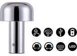 OTTO HOME LED Tischleuchte "Ronno", chrom, 1, Ø 12,6cm H: 19cm, 1 Stk., Leuchten, USB-C, Akku, Typ-C-Ladekabel, CCT, Tischlampe kabellos, Akkulampe, LED Tischleuchte