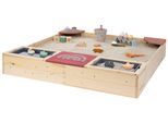 Sandkasten MUDDY BUDDY "Beach Rebel", beige (natur), Sandkästen, Kinder, B/H/L: 125cm x 20cm x 135cm, Massivholz, Sandkasten, natur - puderrosa, B:125cm H:20cm L:135cm