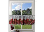 Querbehang "Weihnachtsstern", bunt (rot, mehrfarbig, grau), B:120cm H:30cm, Organza, Polyester, HOSSNER - ART OF HOME DECO, Gardinen, Querbehang, Hintergrund in Holzoptik