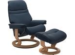Fußhocker STRESSLESS "Sunrise", blau (oxford blau paloma), B:57cm H:39cm T:40cm, Leder BATICK: BATICK ist ein leicht korrigiertes, durchgefärbtes und genarbtes Möbelleder, bei dem die meisten Unebenheiten und Spuren in der Regel entfernt wurden.;Leder PALOMA: PALOMA ist ein durchgefärbtes Semianilin-Möbelleder mit natürlicher Narbung.;ROHLEDER Stoff Q2 FARON: Ein fester zuverlässiger Bouclé mit ei