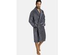 Hausanzug JAN VANDERSTORM "Bademantel RODIN" Gr. 7XL, grau (grau gestreift), 7XL, Obermaterial: 90% Baumwolle CO. 10% Polyester COOLMAX PES(Coolmax)., Hausmäntel, Hausanzug