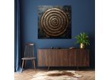 Kunstdruck QUEENCE "Goldene Kreise", gold (farbe bild(er): gold), B:40cm H:40cm T:1,5cm, Canvas, Holz, Bilder, Kunstdruck, Premium-Leinwandstoff, Handarbeit aus Deutschland