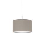 EGLO Hängeleuchte "PASTERI", braun (cappuccino, nickelfarben), 1, Ø 38cm, Leuchten, Hängelampe, Wohnzimmer, Esszimmer, Küche, Textilschirm, 110x38cm, Hängeleuchte