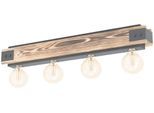 EGLO Deckenleuchte "LAYHAM Deckenlampe, Vintage, Holz und Stahl, E27, Flurlampe, Lampe", braun, 4, H: 10cm, 1 Stk., Leuchten, Deckenleuchte, Wohnzimmer, L76 x B8,5 x H10 cm, braun, schwarz, Deckenleuchte