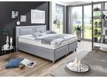 Boxspringbett, grau (hellgrau), Strukturstoff, Liegefläche B/L: 90cm x 200cm, H3, Bonnell-Federkernmatratze, Bezug Topper 100% Polyester, waschbar bis 60C;Bezug Unterbox und Kopfteil: Strukturstoff (77% Polyester und 23% Viskose);Zierkissen: gefüllt mit Hohlfaser-Polyesterwatte (100% Polyester), Bezug aus 100% Polyester;Bezug Obermatratze 100% Polyester, waschbar bis 60C, WESTFALIA SCHLAFKOMFORT,