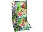 Sesselauflage GO-DE, grün (grün, rose), B:110cm H:7cm T:50cm, Obermaterial: 65% Polyester, 35% Baumwolle, Polsterauflagen, Sesselauflage