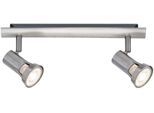 PAULMANN LED Deckenleuchte "Teja", grau (nickelfarben), 2, H: 12cm, 1 Stk., Leuchten, GU10, LED Deckenleuchte