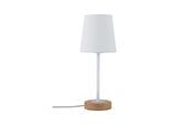 PAULMANN Tischleuchte "Neordic Stellan max.1x20W E27 Weiß/Holz 230V Stoff/Metall", braun (weiß, braun), 1, Ø 15,5cm H: 40cm, 1 Stk., Leuchten, Tischleuchte