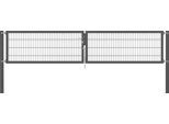 Zaundoppeltür ALBERTS "Flexo Plus", grau (anthrazit), B:400cm H:80cm, Stahl, Tore, Zaundoppeltür, anthrazit, verschiedene Abmessungen