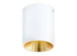 EGLO Deckenleuchte "POLASSO", weiß (weiß, gold), 1, Ø 10cm H: 12cm, 1 Stk., Leuchten, Deckenlampe, Aluminium, Kunststoff, Ø: 10 cm, Deckenleuchte