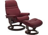 Fußhocker STRESSLESS "Sunrise", rot (bordeaux batick), B:57cm H:39cm T:40cm, Leder BATICK: BATICK ist ein leicht korrigiertes, durchgefärbtes und genarbtes Möbelleder, bei dem die meisten Unebenheiten und Spuren in der Regel entfernt wurden.;Leder PALOMA: PALOMA ist ein durchgefärbtes Semianilin-Möbelleder mit natürlicher Narbung.;ROHLEDER Stoff Q2 FARON: Ein fester zuverlässiger Bouclé mit einem