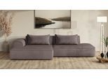 Ecksofa EXXPO - SOFA FASHION "Billund modernes Designsofa, bequem und elegant, Breite 294cm, L-Form", grau (cappucino), B:294cm H:71cm T:165cm, Sofas, Ecksofa, modern, L-form, Wellenfedern, inklusive 2x Nierenkissen