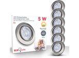 B.K.LICHT LED Einbauleuchte "6er Set Einbaustrahler, Dimmbar, Schwenkbar, LED Einbauspots", silber (silberfarben), 6, Ø 8,6cm, 6 Stk., Leuchten, 3.000K, 400Lm, 5,5W, Kunststoff, 8,6 x 7 cm, Nickel, LED Einbauleuchte