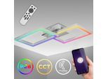 B.K.LICHT LED Deckenleuchte "Smarte LED-Deckenleuchte, mit Farbwechsel, Lichteffekte", grau (alu), 1, H: 9,1cm, 1 Stk., Leuchten, WIFI Frame, RGB, CCT, Tuya-App, Nachtlichtfunktion, LED Deckenleuchte