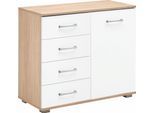 Kombikommode PRIESS "Barcelona mit 4 Schubkästen und Tür in 6 Farben", weiß (struktureichefarben hell, weiß), B:82cm H:71cm T:38cm, Holzwerkstoff, Sideboards, Kombikommode