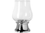 Windlicht FINK "PALINA", silber (silberfarben), H:31cm Ø:21cm, Aluminium, Edelstahl, Glas, Kerzenhalter, Windlicht, Kerzenhalter mit Glas, vernickelt