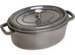 Bräter STAUB "Cocotte", grau (graphit, grau), B:23cm H:15,5cm L:35cm Ø:29cm, Töpfe, Bräter, robust, langlebig, perfekte Hitzeverteilung, Aromaregen-Deckel