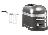 KITCHENAID Toaster "Artisan 5KMT2204EMS MEDALLION-SILBER", silber (medallion, silber), B:18cm H:22,5cm T:33cm, Toaster, mit Sandwichzange, Toaster