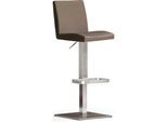 Bistrostuhl MCA FURNITURE "BARBECOOL Barhocker Bistrostuhl Tresenhocker", braun (braun, edelstahl gebürstet, cappuccino), B:40cm H:85cm T:52cm, Kunstleder, Stühle, Bistrostuhl, mit Rückenlehne,Bodenplatte eckig, 180 drehbar, Sitzhöhe von 56-81 cm