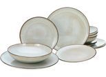Tafelservice CREATABLE "Teller Set, Geschirr-Set Stone Town", grau, 12 Stk., Steinzeug, Geschirr-Sets, Tafelservice, Service, organische Form, Handmade Charakter, 12 Teile, für 4 Personen