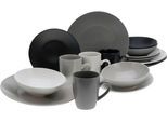 Kombiservice CREATABLE "Geschirr-Set Manhattan", bunt, 16 Stk., Steinzeug, Geschirr-Sets, Kombiservice, Service, Moderne Coupeform, 16 Teile, für 4 Personen
