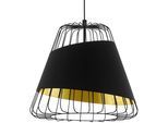 EGLO Hängeleuchte "AUSTELL Pendellampe, E27, IP20, Stahl und Textil, Hängelampe, Lampe", schwarz, 1, Ø 36cm, Leuchten, Pendelleuchte, H110 x Ø36 cm, schwarz,gold, 1X60W exkl., Hängeleuchte