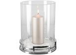 Windlicht FINK "HOMMAGE, Weihnachtsdeko", silber (silberfarben), Ø:23cm, Edelstahl, Glas, Kerzenhalter, Windlicht, aus Edelstahl