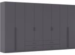 Drehtürenschrank RAUCH "Kleiderschrank Garderobe GAMMA Breiten 91/136/181/226/271/315/360 cm", graumetallic, griffstangen graumetallic, B:360cm H:210cm T:54cm, Holzwerkstoff, Schränke, Drehtürenschrank, mit Schubladen, verschiedene Griff-Varianten TOPSELLER MADE IN GERMANY