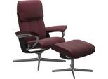 Fußhocker STRESSLESS "Admiral", rot (bordeaux batick), B:55cm H:41cm T:39cm, Leder BATICK: BATICK ist ein leicht korrigiertes, durchgefärbtes und genarbtes Möbelleder, bei dem die meisten Unebenheiten und Spuren in der Regel entfernt wurden., Hocker, Fußhocker, mit Cross Base, Größe M & L, Holzakzent Schwarz