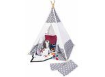 Spielzelt PINOLINO "Tipi Jakara", grau (weiß, grau), Spielzelte, KinderB:120cm H:155cm L:110cm T:120cm Ø:18cm, Spielzelt, B:120cm H:155cm L:110cm T:120cm Ø:18cm