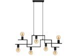 EGLO Hängeleuchte "FEMBARD Pendellampe, Wohnzimmerlampe, E27, IP20, Vintage, Stahl, Lampe", schwarz, 7, H: 110cm, 1 Stk., Leuchten, Hängeleuchte, Esszimmer, L100,50 x B4,0 x 110 cm, schwarz, 7X60W exkl., Hängeleuchte