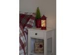 LED Laterne KONSTSMIDE "Weihnachtsdeko rot", rot, B:13cm H:26,5cm L:13cm T:13cm, Leuchten, LED Laterne, LED Wasserlaterne, rot, Briefkasten, "Weihnachtsmann mit Kind + Hund"