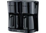 SEVERIN Kaffeemaschine Duo 2in1 KA 9315, 2 getrennte Heizsysteme, 2 Thermoskannen mit Durchbrühdeckel, Tropf‑Stopp, Abschaltautomatik, B 395 x T 255 x H 365 mm, schwarz
