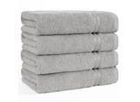 Handtuch Set HAMMETEX "4er Set Handtücher 50x100 cm, 100% Baumwolle, Weich & Saugstark", grau (hellgrau), B:50cm L:100cm, Frottier, Baumwolle, Handtücher, Handtuch Set, mit Bordüre, einfarbig, weich