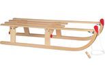 Faltschlitten NIJDAM "Hörnerrodel Klappschlitten Davos Holz 110 cm" Gr. 110, braun (buche), Schlitten, 110, Buchenholz, Faltschlitten, B:35cm H:24cm L:110cm
