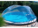 Poolverdeck KWAD "Cabrio Dome für runde Pools mit schmalem Handlauf", transparent, B:450cm H:145cm T:450cm, Polyvinylchlorid (PVC), Verdecke, Poolverdeck, in verschiedenen Größen