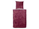 Bettwäsche PRIMERA "Mako-Satin -Bettwäsche Trace", rot, B/L: 135cm x 200cm, 1 Stk., 1 Stk., Mako-Satin, B/L: 80cm x 80cm, 2 Stk., Mako-Satin, Obermaterial: 100% Baumwolle, Bettwäsche, Bettwäsche, mit frischem Kreismuster