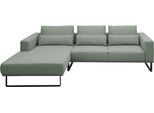 Ecksofa MUSTERRING "JustB PM100", grün (mint), B:292cm H:88cm T:185cm, 100% Polyester, Sofas, Ecksofa, Großzügige 292 cm Breite, schwarze Metallkufen -erhältlich in 6 Farben