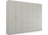 Kleiderschrank RAUCH "Schrank Garderobe Schlafzimmerschrank Ankleide PURE BY QUADRA SPIN", grau (seidengrau), B:271cm H:210cm T:54cm, Holzwerkstoff, Schränke, Kleiderschrank, Seidengrau, geräumige Schubladen, Griffe in Alufarben MADE IN GERMANY