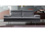 3,5-Sitzer CALIA ITALIA "Toby Wing, 228 cm breit, Designsofa mit erstklassigem Sitzkomfort", grau (grigio quebec), B:228cm H:90cm T:113cm, Synthetische Faser (100% Polyester), Sofas, 3 5-Sitzer, inklusive Sitztiefenverstellung, Füße in Chrom glänzend