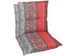 Sesselauflage GO-DE "Niederlehner", rot (rot, grau), B:100cm H:8cm T:50cm, Bezug: 65% Polyester, 35% Baumwolle, Polsterauflagen, Sesselauflage
