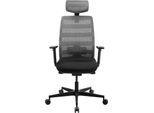 Schäfer Shop Select SSI PROLINE NEW WORK Bürodrehstuhl Netz Grau, mit Kopfstütze, Gestell Schwarz