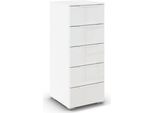 Schubkastenkommode RAUCH "Highboard Sideboard Kommode MONTCLAR Frontauswahl Dekor/Hochglanz/Glas", weiß (alpinweiß, glas kristallweiß, griffe weiß), B:40cm H:100cm T:42cm, Holzwerkstoff, Sideboards, Schubkastenkommode, mit 5 geräumigen Schubladen, viele Griffvarianten MADE IN GERMANY