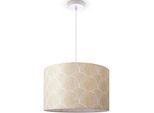 PACO HOME Pendelleuchte "Hugo Pillar", weiß, Ø 45,5cm H: 27cm, Leuchten, Hängeleuchte Wohnzimmerlampe Mit Schirm Modern Abstrakt Vintage, Pendelleuchte