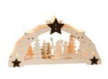 Teelichthalter SAICO ORIGINAL "Kinder mit Schneemann", beige (natur), B:38cm H:20cm T:7cm, Holz teilmassiv, Kerzenhalter, Teelichthalter, BxHxT: 38x20x7 cm