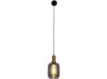 NÄVE Pendelleuchte "Fumo", schwarz, 1, Ø 21,1cm H: 150cm, 1 Stk., Leuchten, aus Metall in Schwarz und Gold und Rauchglas, Ø ca. 22 cm, Höhe 150 cm, Pendelleuchte