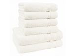 Handtuch Set HAMMETEX "6-teiliges Handtuch Set, 100% Baumwolle, Weich & Saugstark", beige (creme), 6 Stk., Frottier, Frottier, Obermaterial: 100% Baumwolle, Handtuch-Sets, Handtuch Set, mit Bordüre, einfarbig, weich
